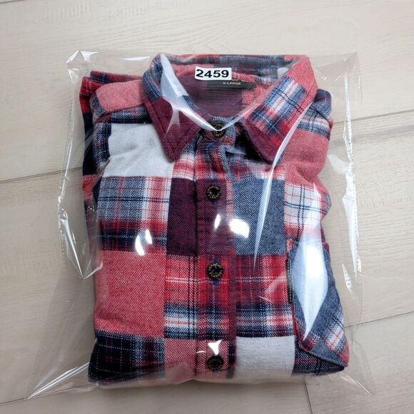 Vermont Flannel Co Shacket Womens XL Red White Blue Patchwork Heavyweight USA - Picture 10 of 10